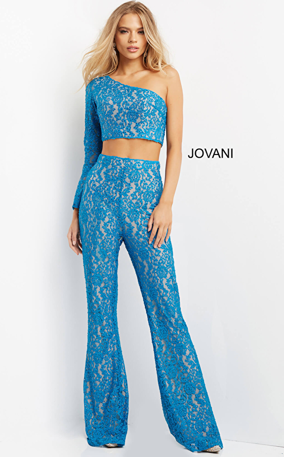 Jovani 08693 Royal Two Piece Lace Contemporary Jumpsuit